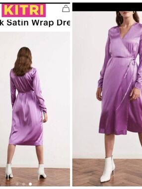 Kitri Luxury Silk Wrap Dress Demure Wedding Party Dress Xs